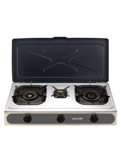 COCINA GAS INOX 3 FUEGOS SERIE STRONG + TAPA MUVIP 2