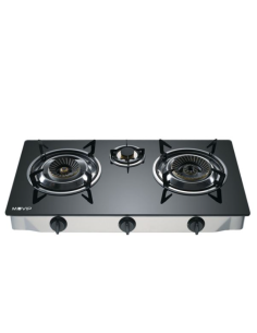 COCINA GAS INOX 3 FUEGOS CRISTAL TEMPLADO MUVIP