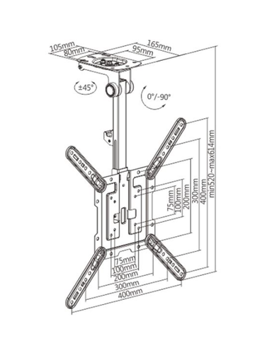 SOPORTE TECHO BASCULANTE TV 23" - 55" CROMAD