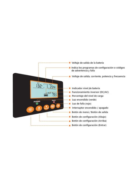 CONVERTIDOR DE CORRIENTE ONDA PURA CON PANTALLA LCD 1200W ELBAT