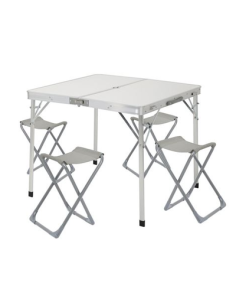 CONJUNTO MESA Y SILLAS PLEGABLES DE CAMPING BLANCA 86X80X70CM GRIS 2