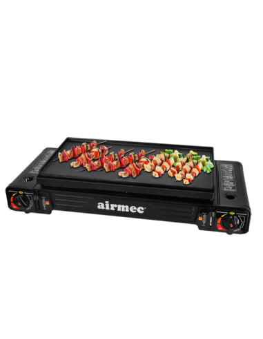 COCINA GAS DOBLE DOBLE CARTUCHO + PLANCHA
