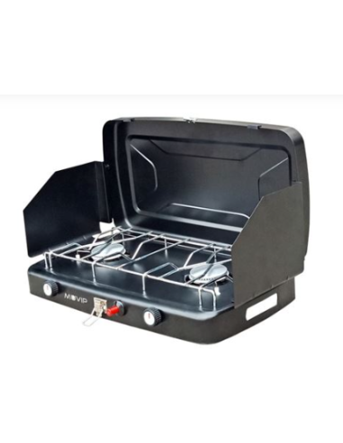 COCINA DE GAS DOS FUEGOS CON CORTAVIENTO INCORPORADO