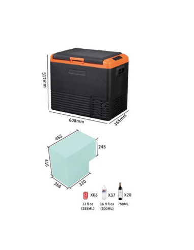 NEVERA DE COMPRESOR PORTATIL 45 LITROS 70W MUVIP