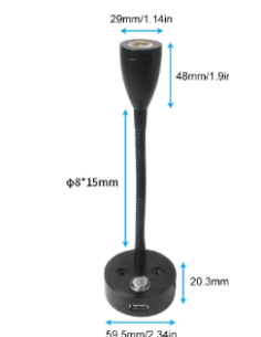 LÁMPARA FLEXO PLATEADO  REGULABLE CON USB 2