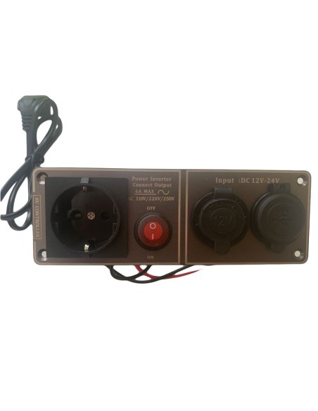 PANEL MULTIFUNCIÓN A 220V CON MECHERO Y DOBLE USB 3.0