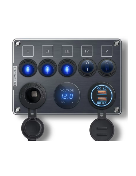 PANEL 12V 5 INTERRUPTORES BLACK EDITION