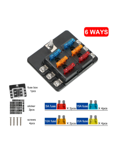 CAJA DE FUSIBLE  6 VIAS (CON FUSIBLE INCLUIDO)