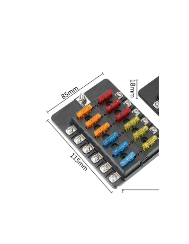CAJA DE FUSIBLE 12 VIAS (FUSIBLES INCLUIDO) LED
