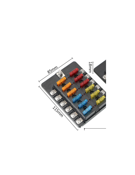 CAJA DE FUSIBLE 12 VIAS (FUSIBLES INCLUIDO) LED