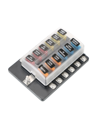 CAJA DE FUSIBLE 12 VIAS (FUSIBLES INCLUIDO) LED