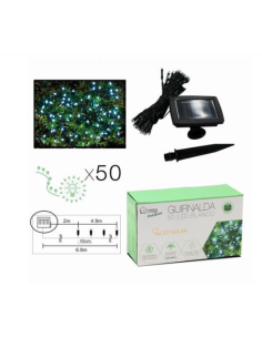GUIRNALDA DE 50 LED BLANCA 6.9 METROS BATERÍA SOLAR