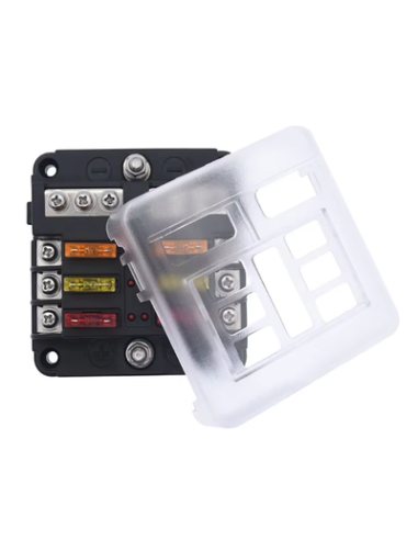 CAJA DE FUSIBLES 6 VIAS CON FUSIBLES