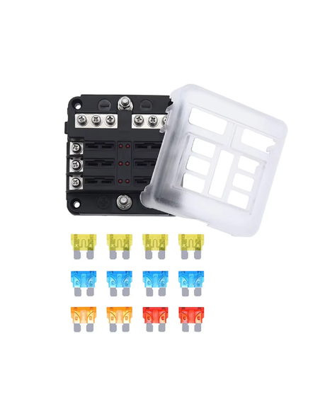 CAJA DE FUSIBLES 6 VIAS CON FUSIBLES