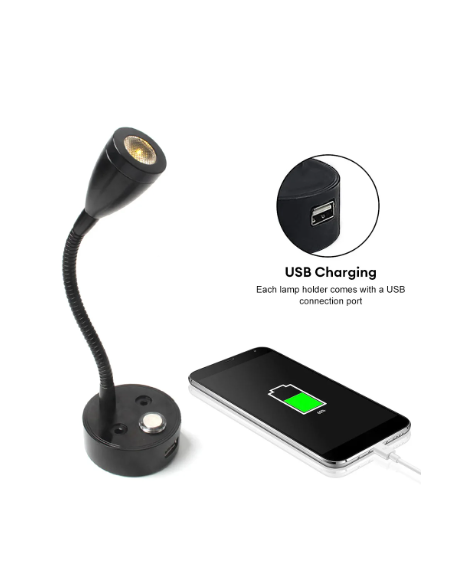 FLEXO NEGRO 12V CON USB