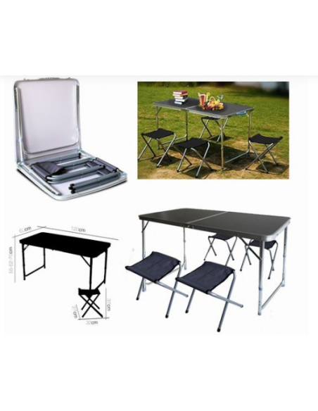 SET CAMPING MESA + 4 SILLAS PLEGABLE