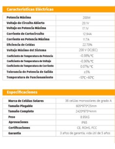 PANEL PORTATIL PLEGABLE 12V 200WP 4x50W CYM POWER 2