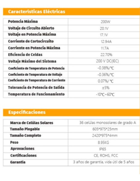 PANEL PORTATIL PLEGABLE 12V 200WP 4x50W CYM POWER